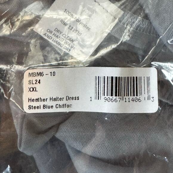 Show Me Your Mumu Heather Halter Dress Steel Blue NWT Size 2XL Maxi Slit Gown - Picture 3 of 10